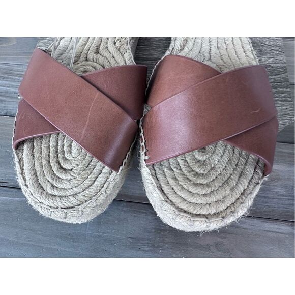 MARC FISHER‎ Vienna espadrille Leather Tan sandals Size 8.5 - Picture 4 of 10